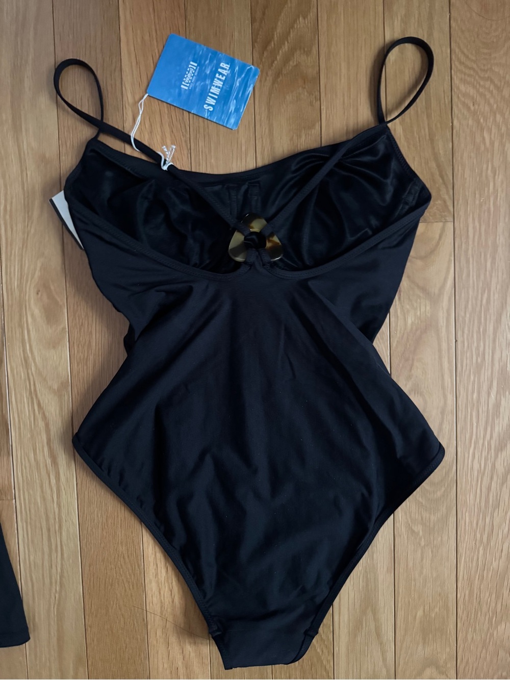 Wolford Black One-Piece Swim Suit with Tortoiseshell Accent